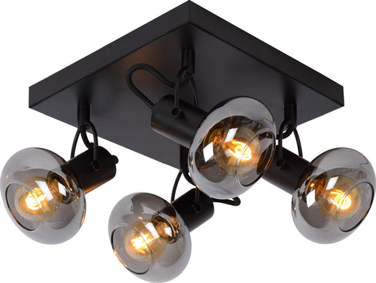 Lucide madee - plafondspot (plafondlamp) - 4xe14 - zwart
