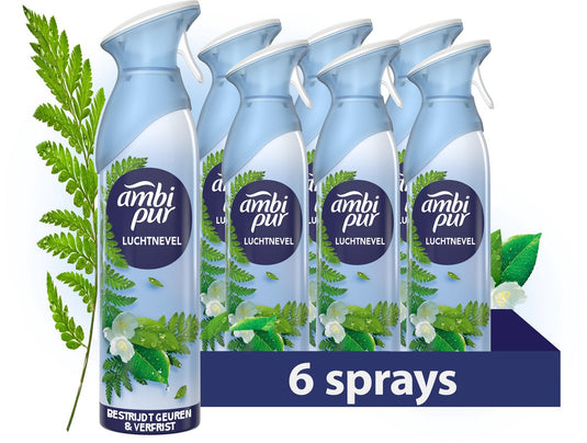 Febreze ambi pur air effects luchtverfrisser spray - ochtend dauw - 6 x 185 ml