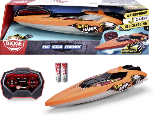 Dickie toys - rc sea hawk - bestuurbare speedboot - afstandsbediening - vanaf 6 jaar