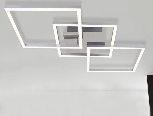 Briloner leuchten briloner - led plafonniére - dimbaar - draaibaar - 3.000k warm wit licht - woonkamer lamp - zilverkleurig