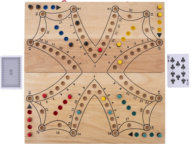 Longfield toc spel xl opklapbaar 4 spelers – houten bordspel – extra groot strategiespel – reisvriendelijk gezelschapsspel – 2 tot 4 spelers – engelhart
