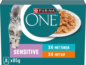 Purina one sensitive - kattenvoer natvoer - kip tonijn - 40 x 85 g