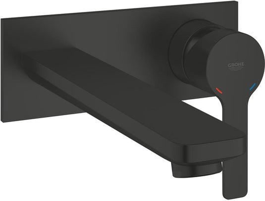 Grohe lineare new l-size tweegats wastafelmengkraan – wandmontage – aquaguide – ecojoy – matte black