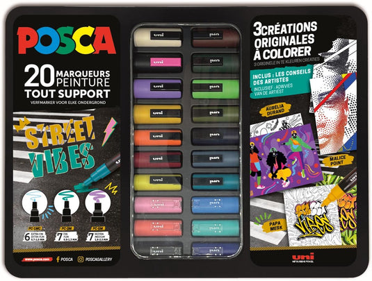 Posca uni uni verfmarker koffer street vibes 20 stuks