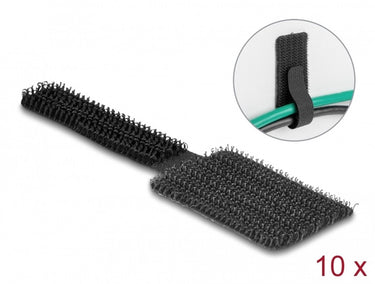 Delock klittenband mini-haak-en-lus kabelhouder l 90 mm x w 24 mm zelfklevende 10 stuks zwart