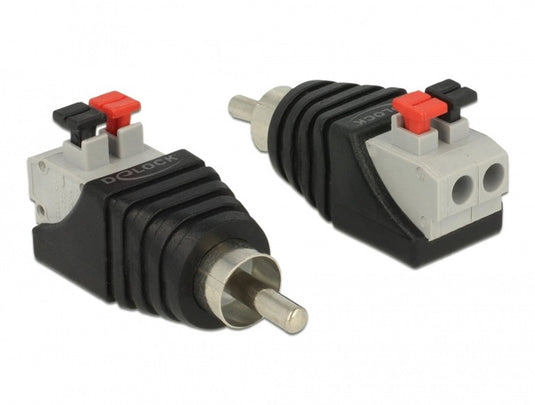 Delock adapter rca male > terminal block with push button 2 pin