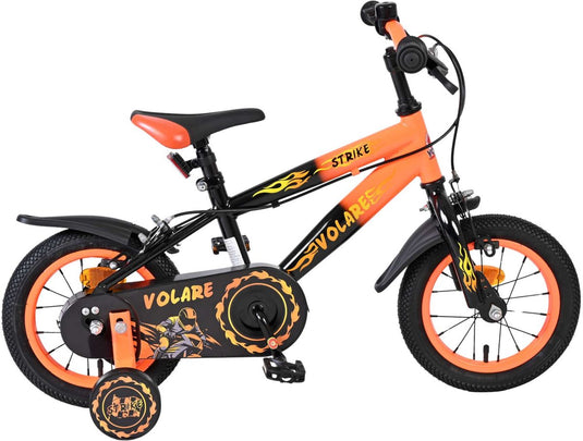 Volare strike kinderfiets - jongens - 12 inch - zwart oranje - twee handremmen