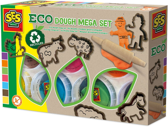 Ses creative - eco klei - eco mega set met tools (7x90g) - vegan en glutenvrij - herbruikbaar - uitwasbaar - vanaf 2 jaar