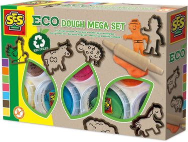 Ses creative - eco klei - eco mega set met tools (7x90g) - vegan en glutenvrij - herbruikbaar - uitwasbaar - vanaf 2 jaar