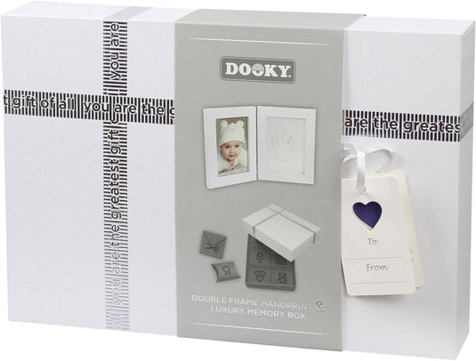 Dooky 2d baby hand- en voetafdruk lijst met memory box – foto en klei afdrukken – huidvriendelijk eenvoudig te maken – kraam- of cadeau geschenk