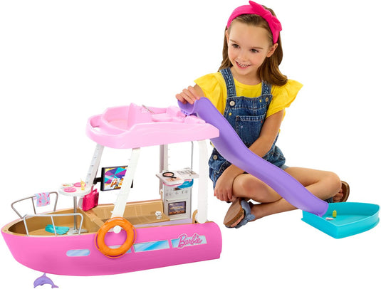 Barbie droomboot - speelset met meubels en glijbaan