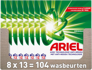 Ariel snel oplosbaar waspoeder original - 8 x 13 wasbeurten - 8 x 715 gram
