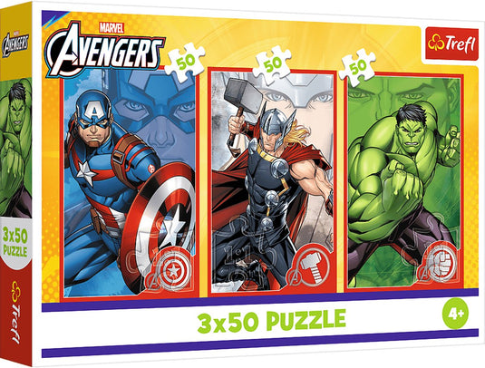 Trefl 3x50, your hero, disney marvel the avengers fsc mix 70%, 50 stuk(s), strips, 4 jaar