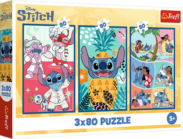 Trefl puzzel disney lilo stitch 3x80 stukjes - stitch's wereld.