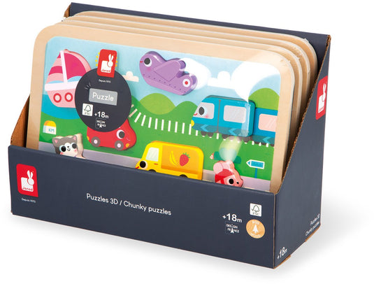 Janod - chunky puzzel - voertuigen
