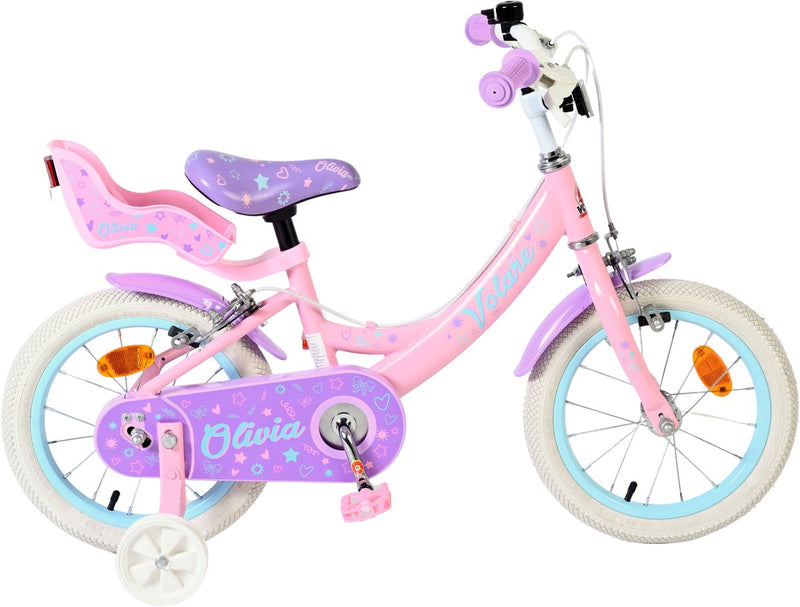 Afbeelding laden in galerijviewer, Volare olivia kinderfiets - meisjes - 14 inch - roze - twee handremmen
