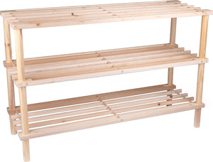 Alpina schoenenrek - 3-laags schoenenbank - hout - 74 x 26 x 48,5 cm - tot 10 paar schoenen