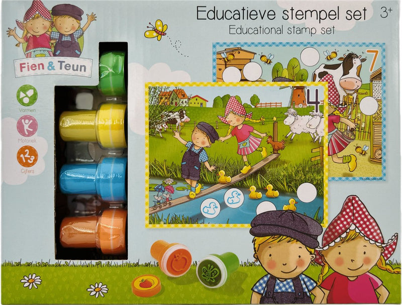 Load image into Gallery viewer, Bambolino fien teun creatieve stempelset, stempels en gekleurde kaarten - creatief, educatief speelgoed - boerderij speelgoed - vanaf 3 jaar - toys
