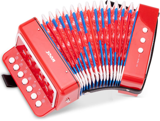 Woet ® speelgoed accordeon voor kinderen - speelgoedinstrument - rood - inclusief muziekboekje met 8 liedjes - vanaf 3 jaar