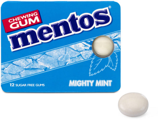 Mentos gum mighty mint - kauwgom - blister - suikervrij - 1x12stuks