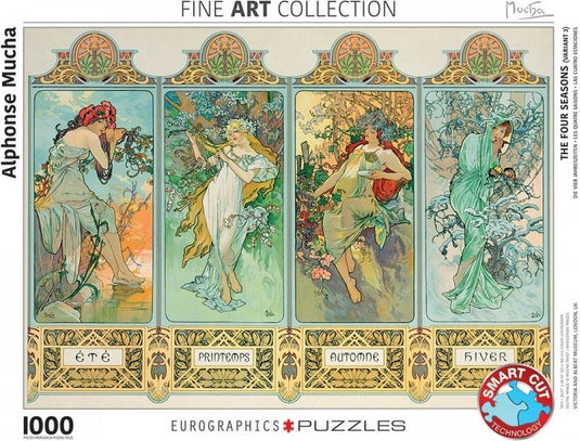 Eurographics - de vier seizoenen [les quatre saisons] - alphonse maria mucha - 1000 stukjes 68×48cm (b×h) - fine art legpuzzel