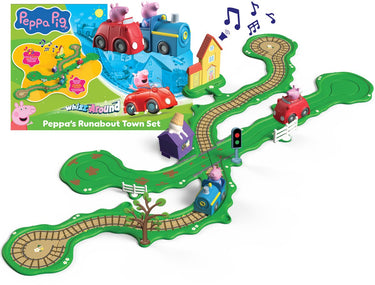 Gear2play peppa pig whizz around - peppa's rondweg door de stad speelset - modulaire rijbaan voor whizz around voertuigen - interactief met muziek en geluid