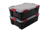 Iris airtight opbergbox - 30l - kunststof - zwart transparant rood - set van 2