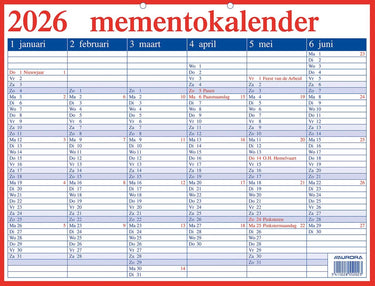 Aurora memento kalender 2025 be - nl 42x33cm
