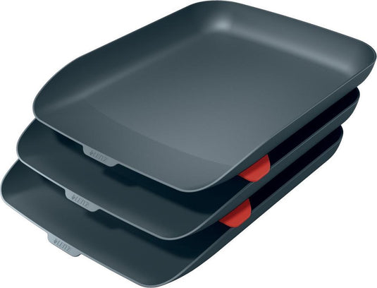 Leitz cosy set van 3 brievenbakken - brievenbakjes voor a4- en c4-formaten - ideaal voor thuiskantoor thuiswerken - fluweel grijs