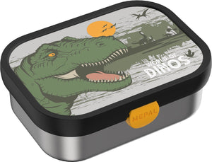 Mepal rvs bento lunchbox campus - 750 ml - broodtrommel met vakjes voor kinderen - geschikt voor 4 boterhammen - lunchbox rvs - dino