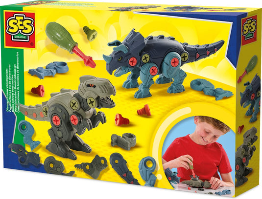 Ses creative 14291 dino schroefconstructies - creatieve bouwset voor kinderen vanaf 5 jaar - bouw een t-rex en triceratops met schroeven en onderdelen - stimuleert probleemoplossend denken