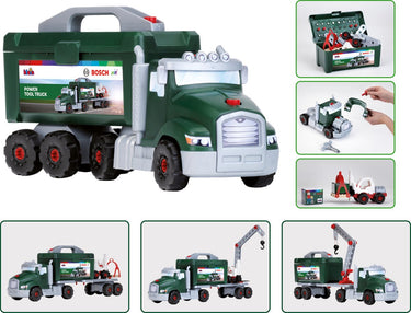 Klein toys - bosch mini gereedschap vrachtwagen - 86 onderdelen - 1:24 bosch-schroefwagen - groen rood