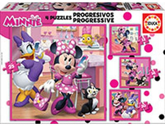 Educa puzzel minnie mouse progressief - 4-in-1 kartonnen legpuzzel.