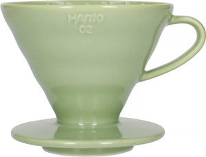 Hario v60 dripper - 02 size - keramiek - smokey groen