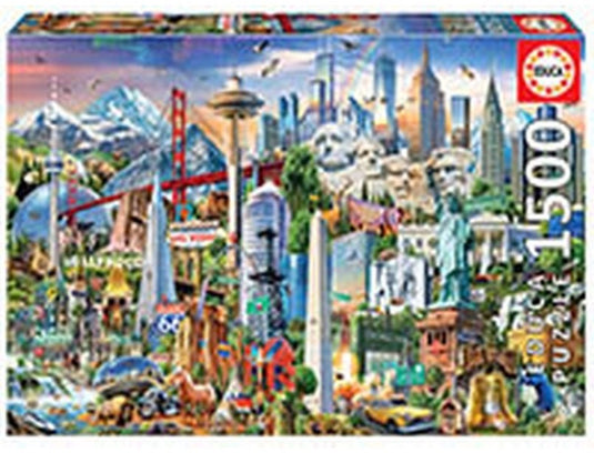 Educa - puzzel 1500 stukjes - 1500 symbolen van noord amerika