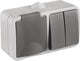Q-link buitenstopcontact met serieschakelaar â€“ combinatie wandcontactdoos vierkant â€“ opbouw stopcontact â€“ ip54 spatwaterdicht â€“ grijs