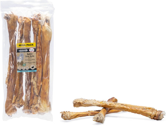 Beeztees konijnenhuid rol met haar 5 stuks - 35-45 cm - natuurlijk - - hondensnacks - kauwsnacks hond
