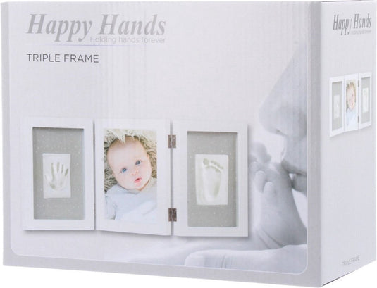 Happy hands baby print triple frame kit white