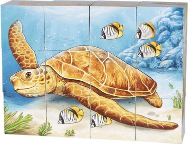 Goki blokkenpuzzel - australische dieren - 6 puzzelkanten - hout