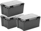 Iris outdoor opbergbox met polycarbonaat deksel - 45l - beste allround keuze – waterdicht luchtdicht - kunststof - grijs transparant zwart - set van 3
