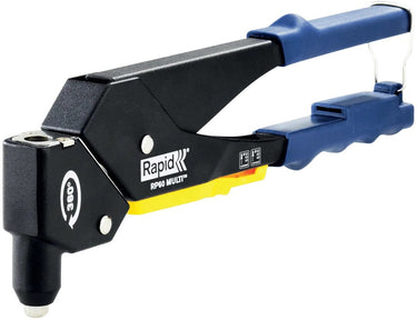 Rapid blindklinknageltang rp60 - 360° draaibare kop - multi mondstuk - softgrip - blauw geel