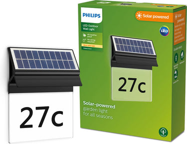 Philips led philips enkara solar wandlamp met huisnummer - zwart