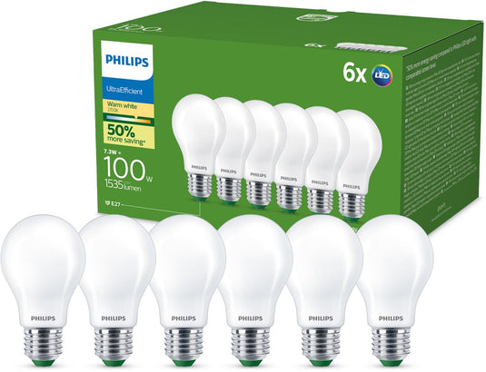 Philips filament bulb mat 100w a60 e27 x6