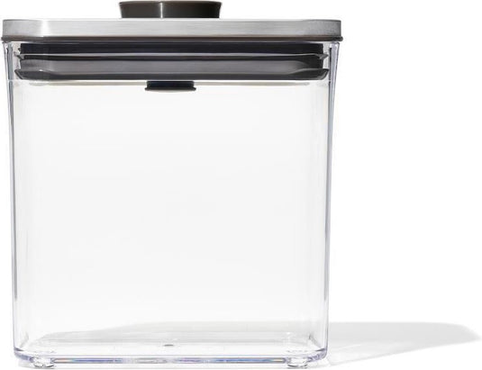 Oxo - pop steel voorraadbus - rechthoekig - laag - 1,6 liter