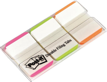 Post-it® index strong, witte achtergrond, roze, groen, oranje, 25.4 x 38 mm, 22 tabs kleur dispenser