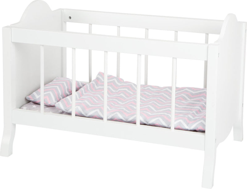 Load image into Gallery viewer, Small foot poppenbed met beddengoed junior 50 x 30 cm hout wit
