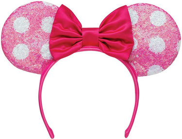 Disguise disney - minnie, minnie mouse hoofdband met pailletten en strikoren, roze, ã©ã©n maat, kind