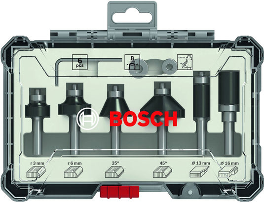 Bosch kant- en lijstfrezenset 6 st. 1 4 schacht ( 2607017470 ) trim edging set voor bovenfrezen