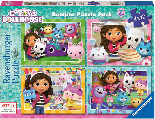 Gabby's poppenhuis gabby's dollhouse puzzelset – 4 × 42 stukjes