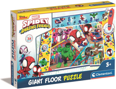 Clementoni - marvel spidey and friends vloerpuzzel - met interactieve pen - 24 stukken - 70cm x 100cm - vanaf 3 jaar